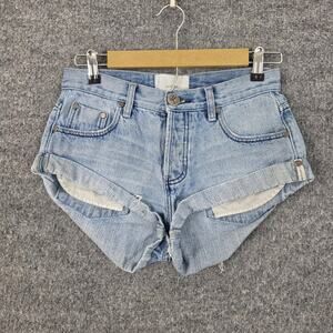 One Teaspoon Shorts Womens 24 Bandits Denim Cut Off Cuffed Blue Summer Casual